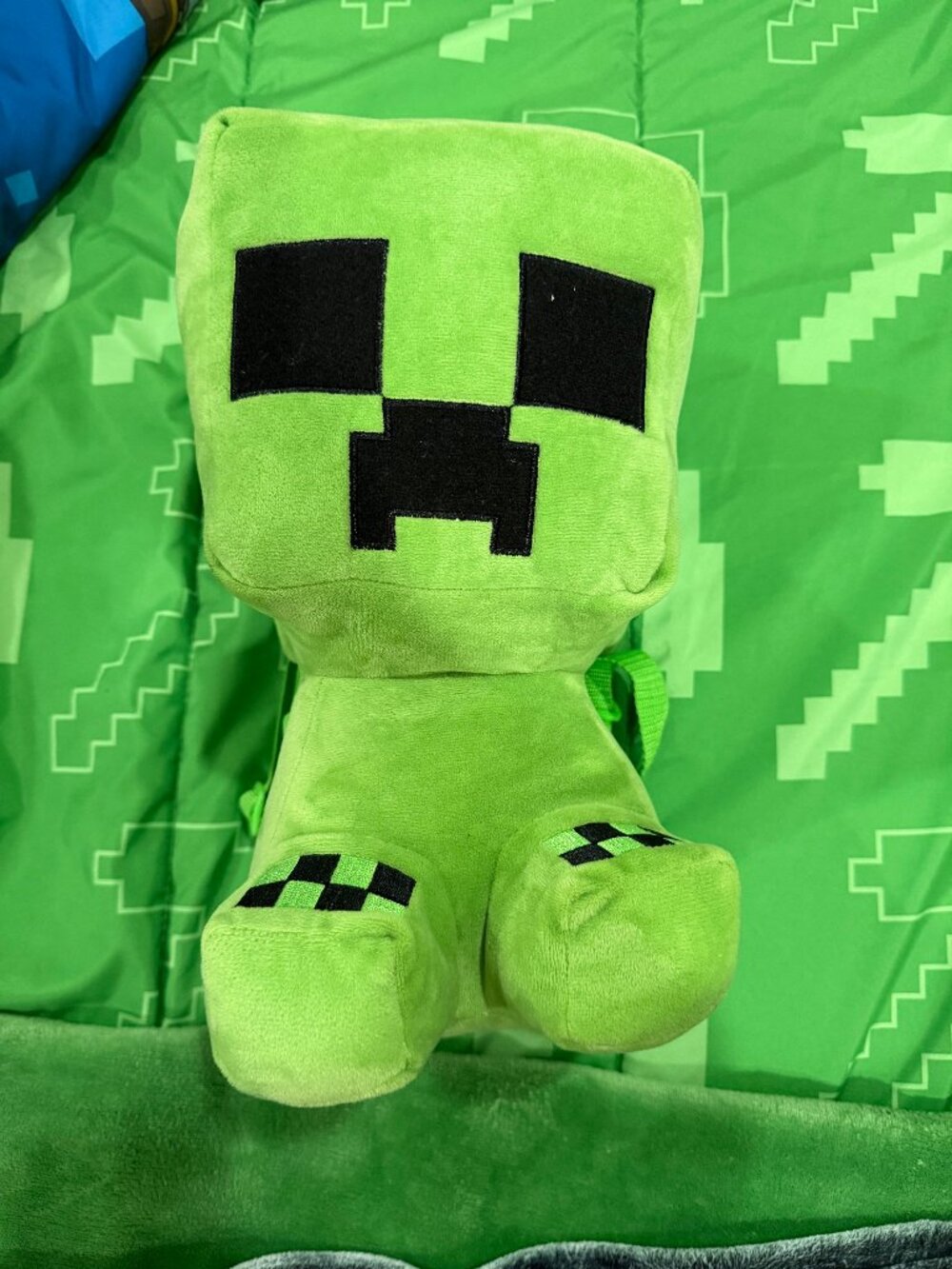 Minecraft Creeper Plush Backpack Green 12.5 Inch Official Kids Bag